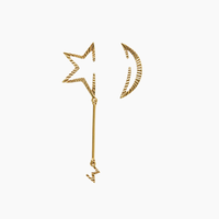 Disappearing Star and Moon Earrings Gold Texture - Venice Jewellery