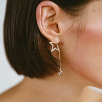 Disappearing Star and Moon Earrings Silver Texture - Venice Jewellery
