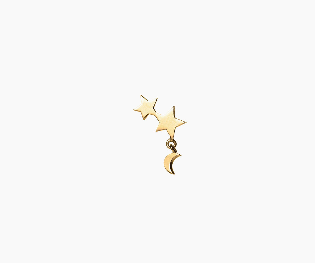 Stars and Moon Stud - Venice Jewellery